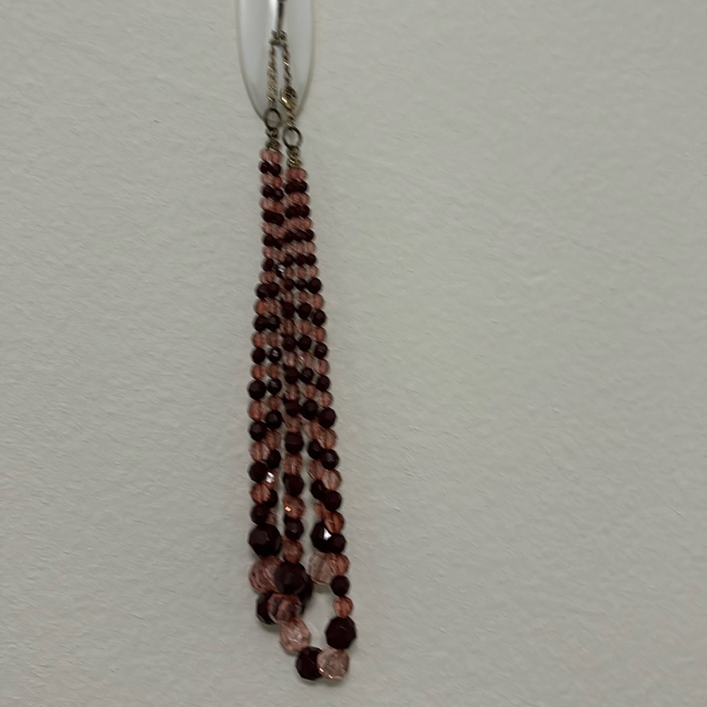 maroon beaded layered necklace